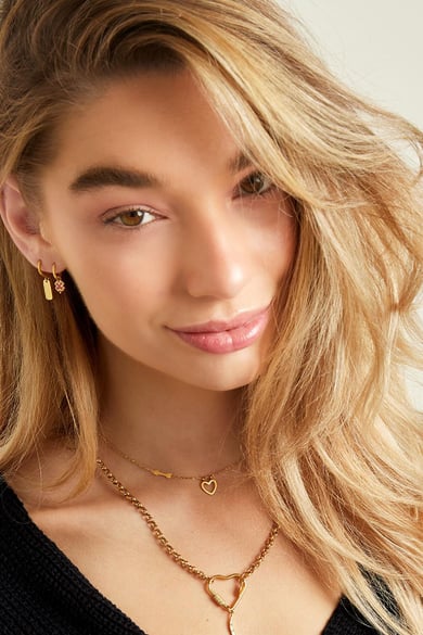 Necklace With Heart and Arrow  Gold Color Stainless Steel h5 Picture3